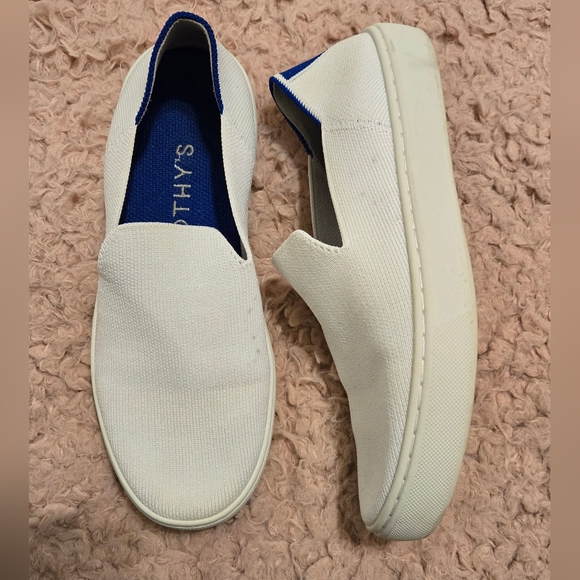 Rothy's White and Blue Slip-On Sneakers - Picture 1 of 7